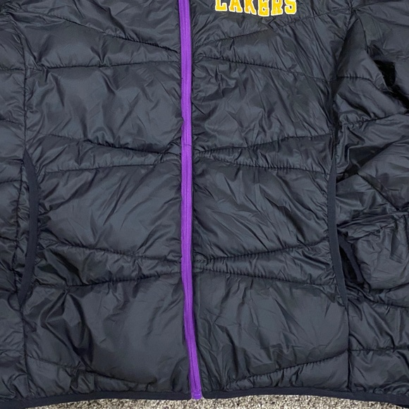 XXL NBA Los Angeles Lakers Black Puffer Jacket Coat Black Monogram Mens 2XL - Picture 4 of 12